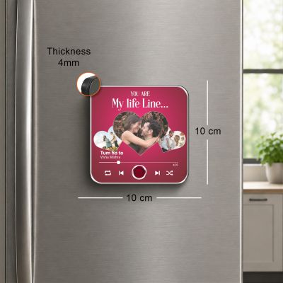 Personalized You are My Life Line Musical Fridge Magnet Rechargeable with Type-C Charging Custom Photo & Audio Music Player Gift for Anniversary, Wedding, or Birthday